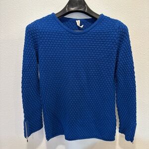 Cobalt Blue Bubble-Knit Organic Cotton Sweater — Size Small — Great Condition